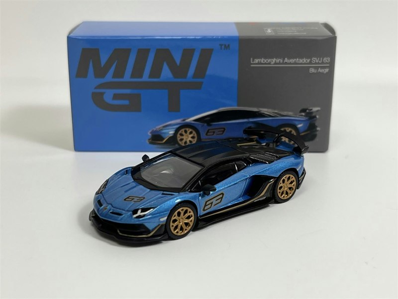 Mini GT Lamborghini Aventador SVJ 63 Blu Aegir RHD 1:64 Scale MGT00784R