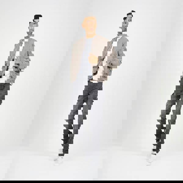 Brave Soul Taupe Bomber Jacket with Sleeve Pocket Detail - Taupe Image 3