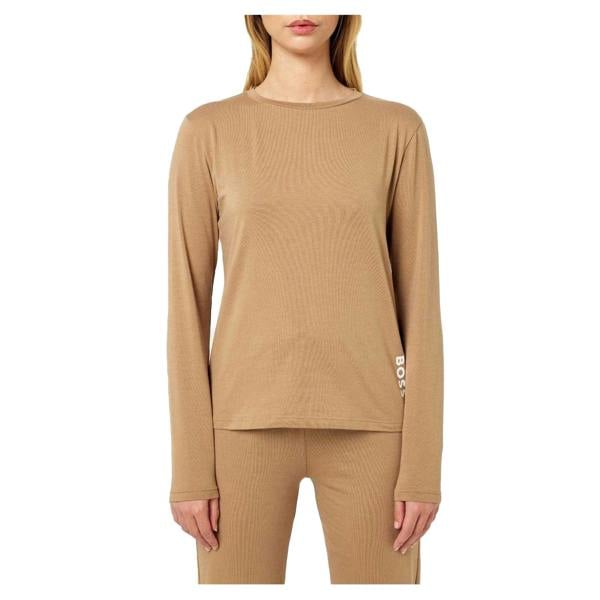 Boss Womens/Ladies Crew Neck Relaxed Fit Long Pyjama Set - Medium Beige - 