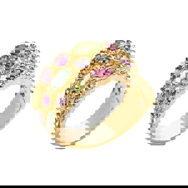 18ct Gold Plated Multi Colour Gemstone Ring