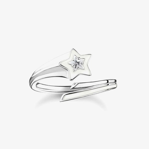 THOMAS SABO Silver Shooting Star White Enamel Ring TR2443-041-14
