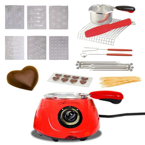 Total Chef Chocolate Melting Pot – 250g Electric Fondue Set For Chocolates, Candies & Dessert Dipping(Red)