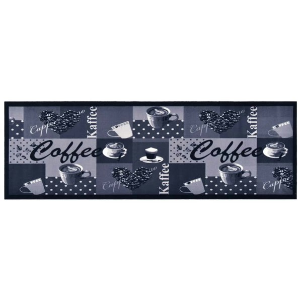 Berkfield Kitchen Carpet Washable Coffee Blue 45x150 cm