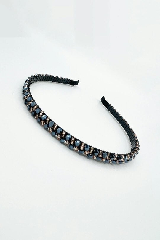 SVNX Two Tone Crystal Headband in Navy