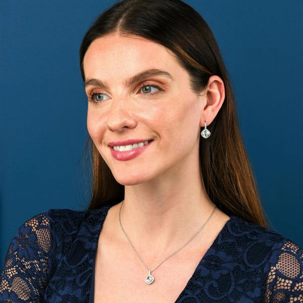 namana 925 Sterling Silver Cushion Shaped Halo Pendant Necklace For Women