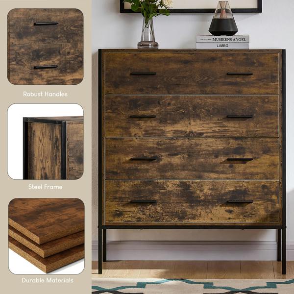 Vida Designs Brooklyn 4 Drawer Chest, Dark Wood