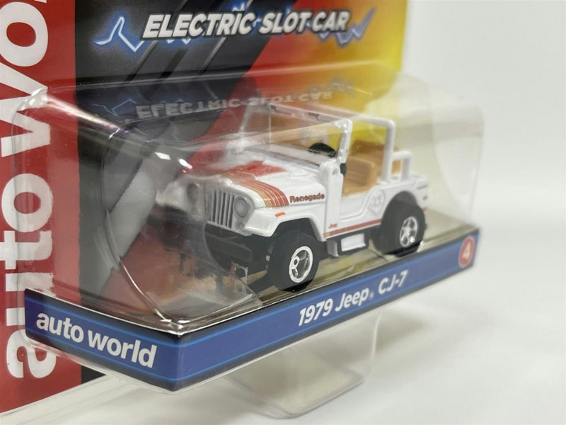 Auto World Slot Cars 1979 Jeep CJ-7 White HO Scale Slot Car X Traction Auto World SC368-4