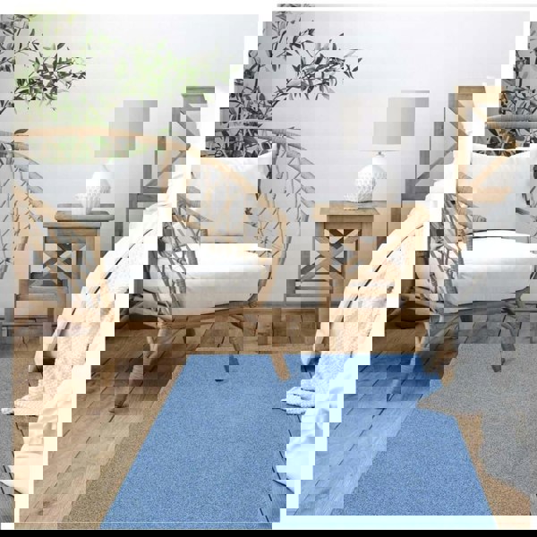 Fiji Sky Blue Washable Solid Shaggy Rug – The Rugs