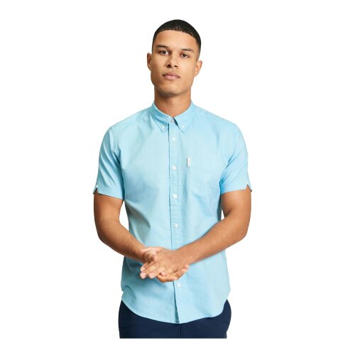 Ben Sherman Mens Signature Oxford Short-Sleeved Shirt - Blue