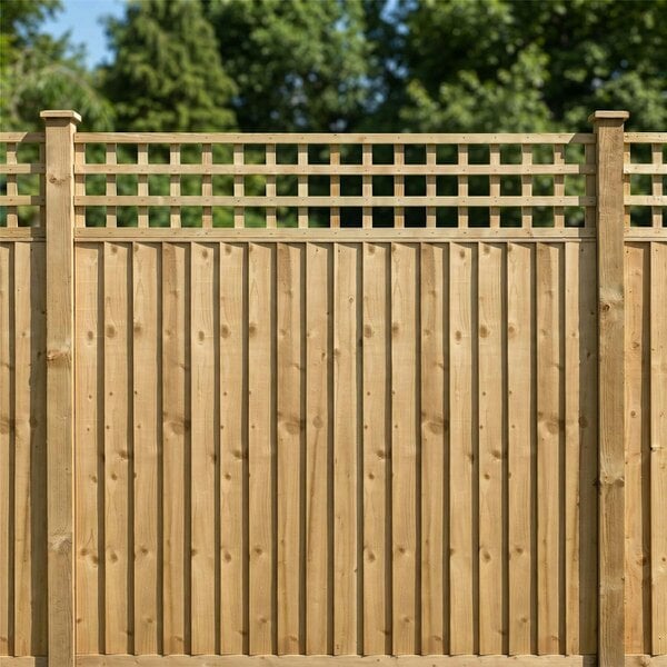 Premier Garden Supplies Privacy Square Top Fence Panel Topper 6ft x 1-6ft Garden Trellis Flat Top Lattice Panels for Fencing, Pergola & Patio - Wood - 3, 4 or 5