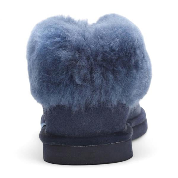 Infinity Leather Women's Sheepskin Suede Ankle Navy Slip-On Bootie Winter - Glacier