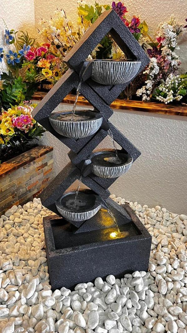 Tranquillity Water Features Diamond Pouring Bowls Contemporary Water Feature