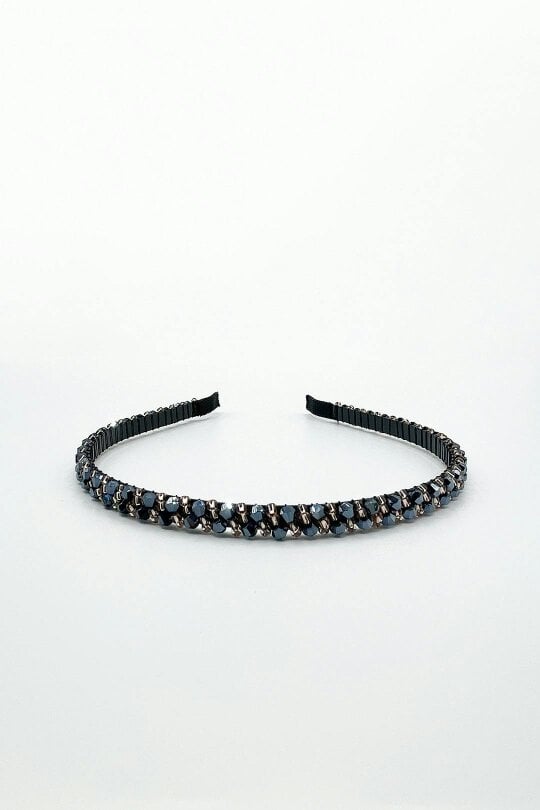 SVNX Two Tone Crystal Headband in Navy