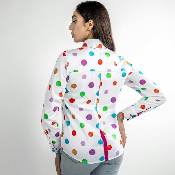 MULTICOLOUR POLKADOT WOMENS PRINT SHIRT - Premium Men's Patterned Shirt by Claudio Lugli | Bold Design, Tailored Fit, Best Printed Shirts