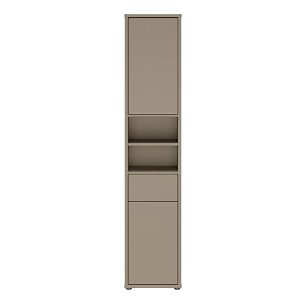 Furniture To Go Alice Springs Tall Narrow Bathroom Storage Cabinet with 2 Doors Push-to-Open & 1 Drawer Push-to-Open in Taupe