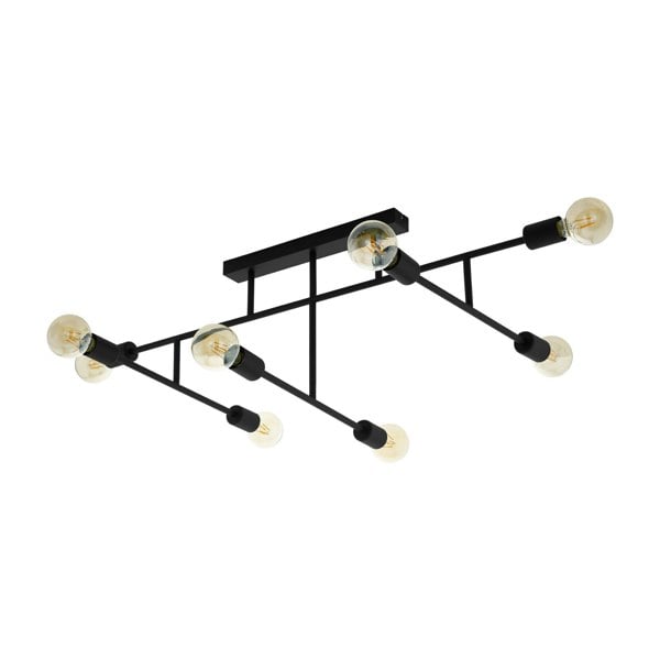 Wall Flush 8 Bulb Ceiling Light Colour Black Geometric Design Bulb E27 8x40W Loops