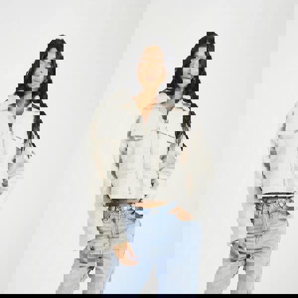 Brave Soul Light Grey Boucle Faux Wool Jacket - Light Grey Image 1