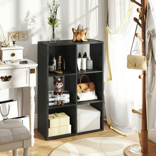 Wyld Haus Vasutte Wooden Black 6 Cube Storage Bookcase