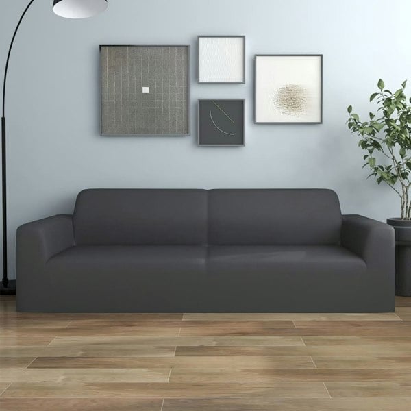 Berkfield 3-Seater Stretch Couch Slipcover Anthracite Polyester Jersey