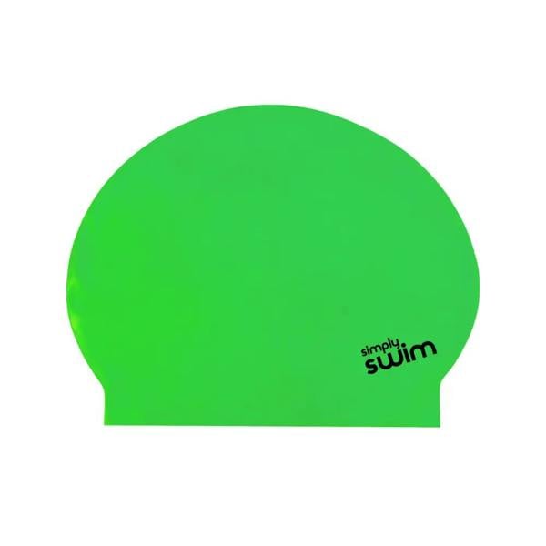 Lime green solid colours latex swim cap with Simply Swim logo