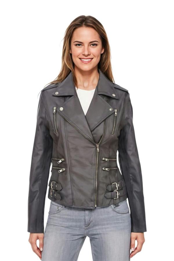 Infinity Leather Womens Leather Brando Biker Jacket - Orlando