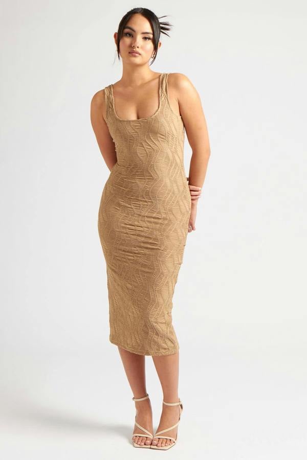 Urban Bliss Textured Scoop Back Midi Dress
