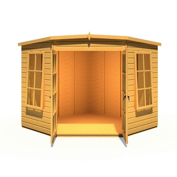 Shire Hampton 8x8 Corner Summerhouse 12mm Interlock Cladding - Best Shed