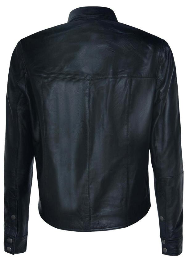 Infinity Leather Mens Retro Leather Shirt Jeans Jacket-Beijing