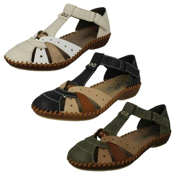 Rieker Ladies Rieker T-Bar Cut Out Detailed Antistress Shoes M1655