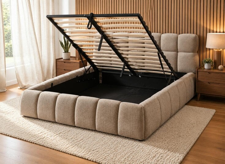 Outdoor Living The Maya Upholstered Soft Plush Ottoman Bed Frame