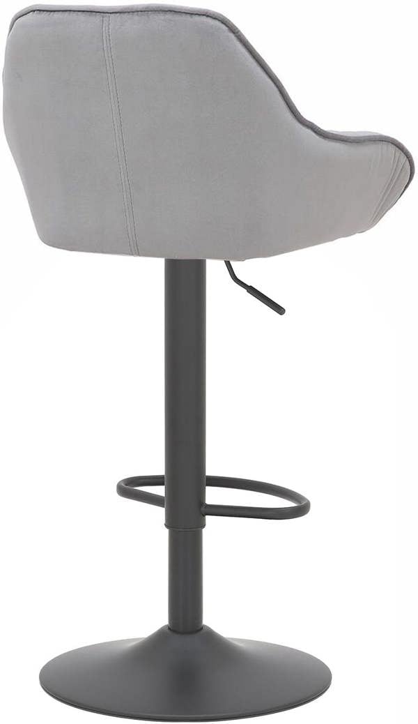 Lamboro Velluto Kitchen & Breakfast Bar Stool, Velvet Padded Seat & Backrest, Matt Black Footrest, Height Adjustable Swivel Gas Lift, Grey