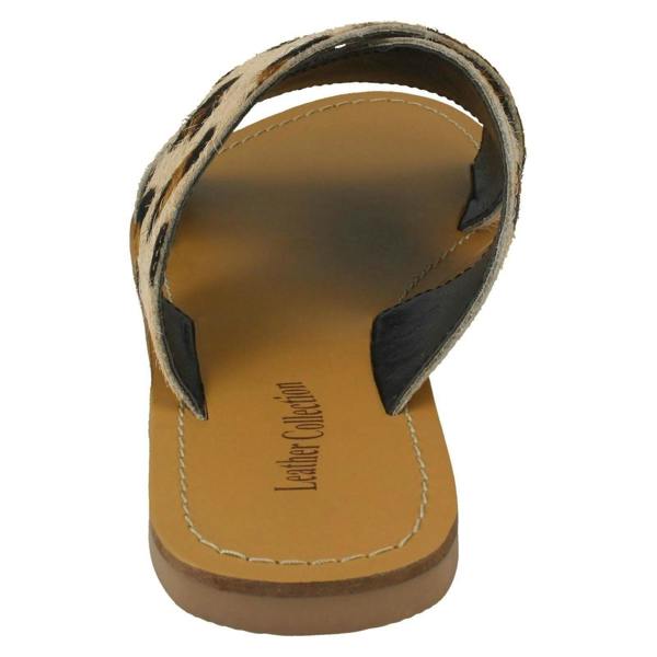 Leather Collection Ladies Leather Collection Flat Cross Over Mules F00236