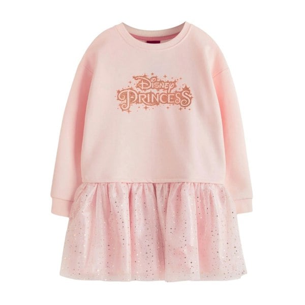 Disney Princess Girls Logo Glitter Casual Dress - Pink