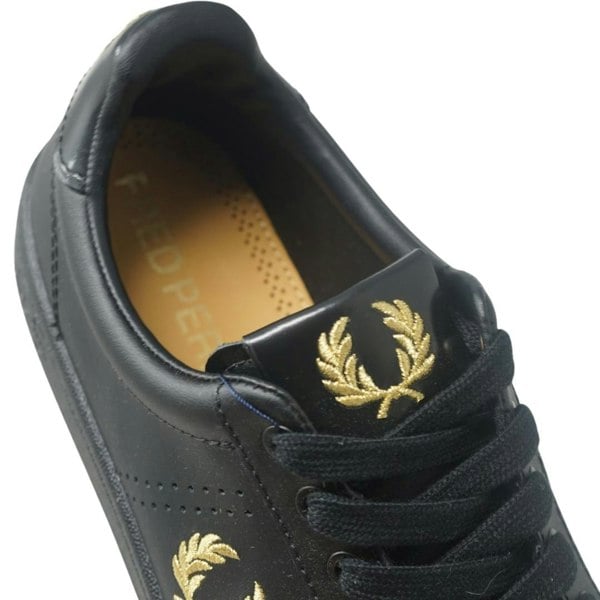 Fred Perry B4290 220 B721 Black Leather Tab Leather Trainers