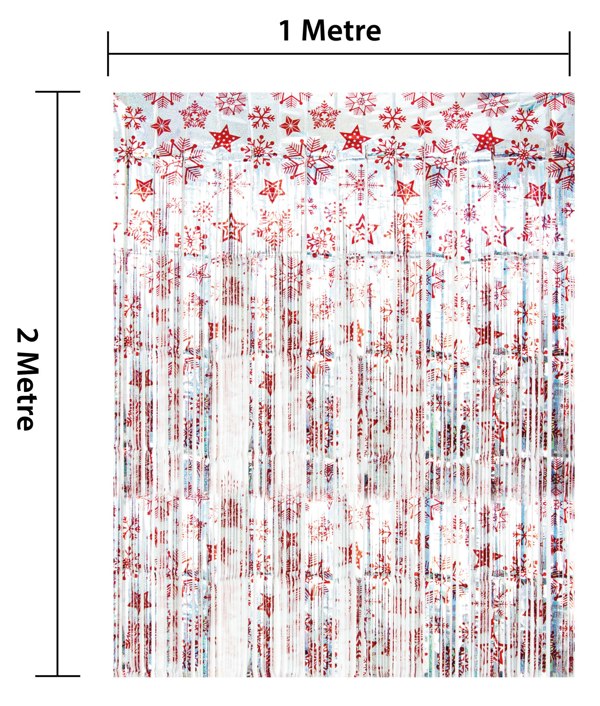 Cheetah Shimmer christmas Tinsel Curtain, 2M x 1M Red