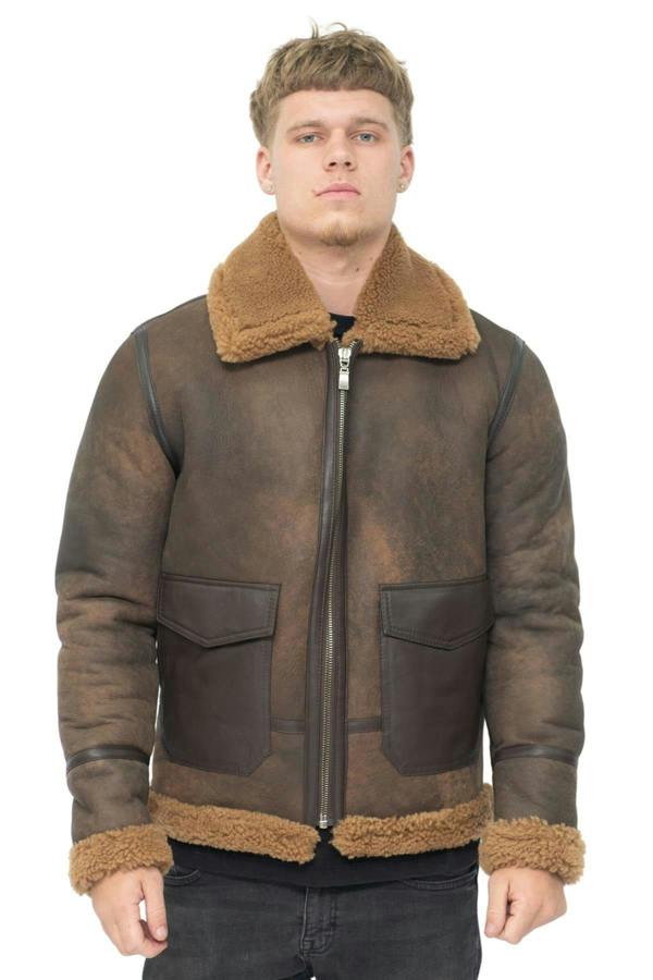 Infinity Leather Mens Antique B3 Sheepskin Jacket-Aviles