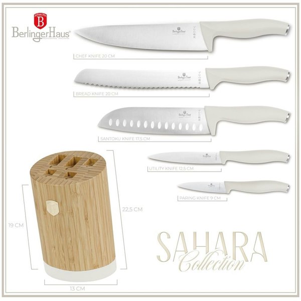 6 pcs knife set with BAMBOO stand Berlinger Haus BH2755