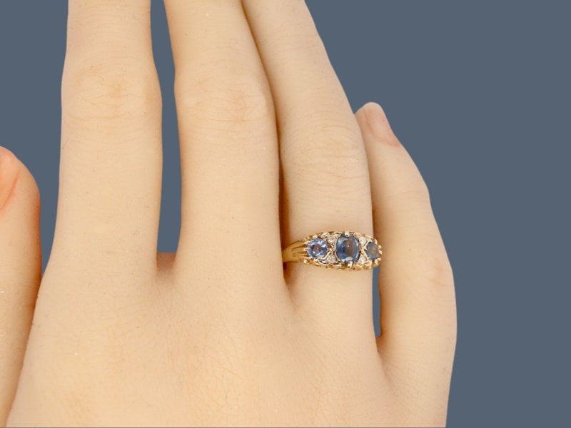 Vintage Tom A Victorian style Sapphire and Diamond ring