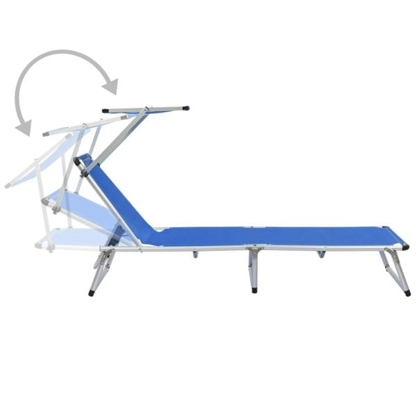 Berkfield Folding Sun Lounger with Roof Aluminium and Textilene Blue