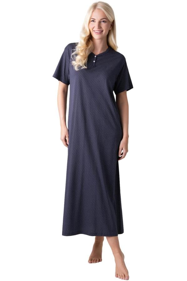 Camille Womens 100% Organic Cotton Classic Full Length Short Sleeved Nightdress