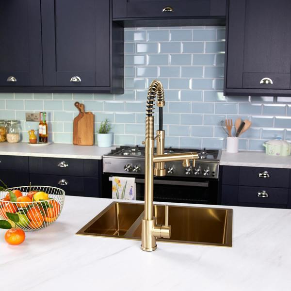 Flode Alta | Single Lever Kitchen Sink Mixer Tap with Swivel Spout | Brushed Brass Finish