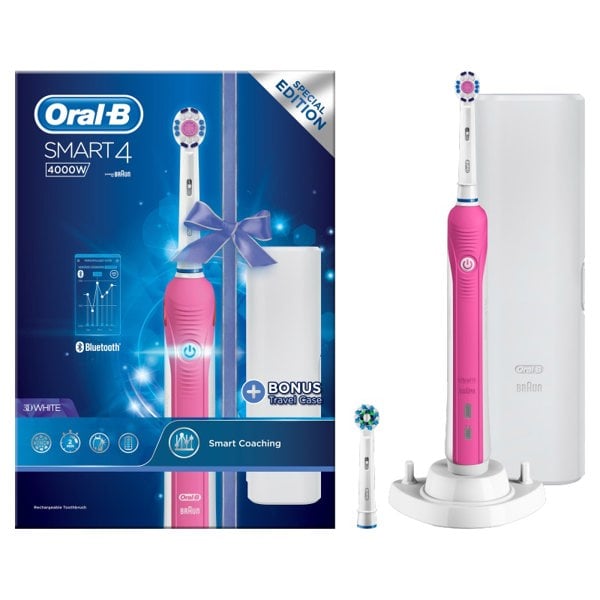 Oral-B Smart 4 -4000W- Electric Toothbrush & Travel Case - Pink