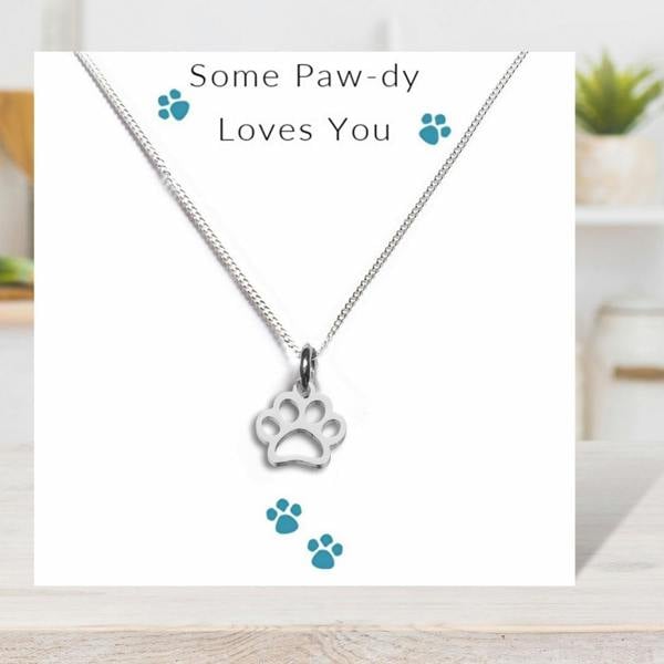 Aye Do Gifts Some Paw-dy Loves You - Paw Print Necklace & Gift Card