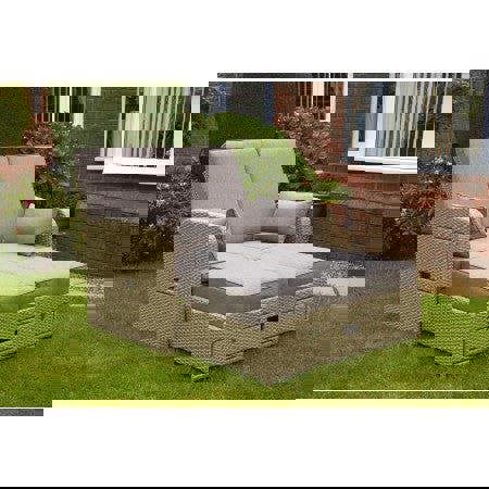 Amiens Rattan Twin Sun Lounger Bed Latte The Garden Furniture Shop