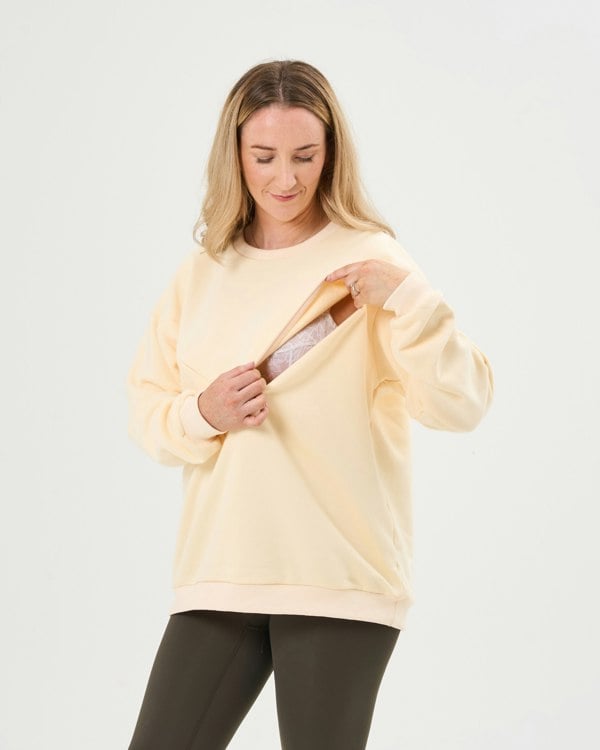 Pretty Mama Essential Oversized Breastfeeding Sweatshirt - Buttermilk
