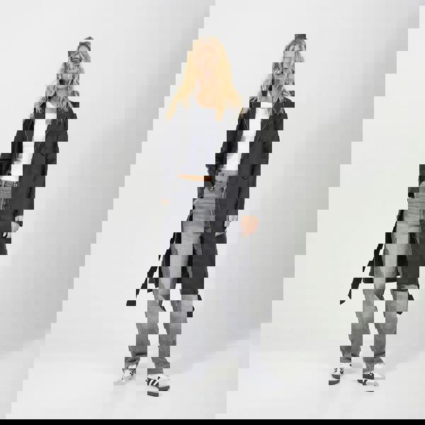 Brave Soul Brown Oversized PU Double Breasted Mac - Brown Image 3