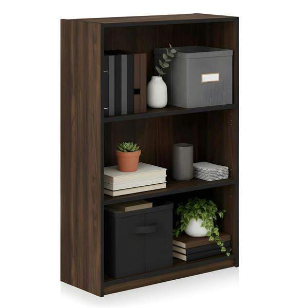 WALPLUS JAYA Simple Home 3-Tier Adjustable Shelf Bookcase, Columbia Walnut | Luxury Wall Decor for Living Room & Bedroom