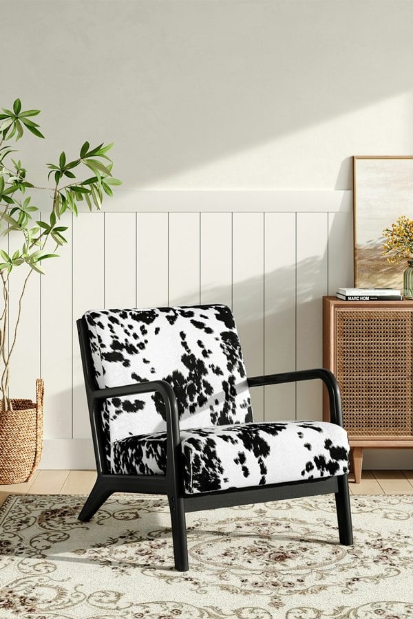 Living and Home Leopard Print Velvet Upholstered Armchair