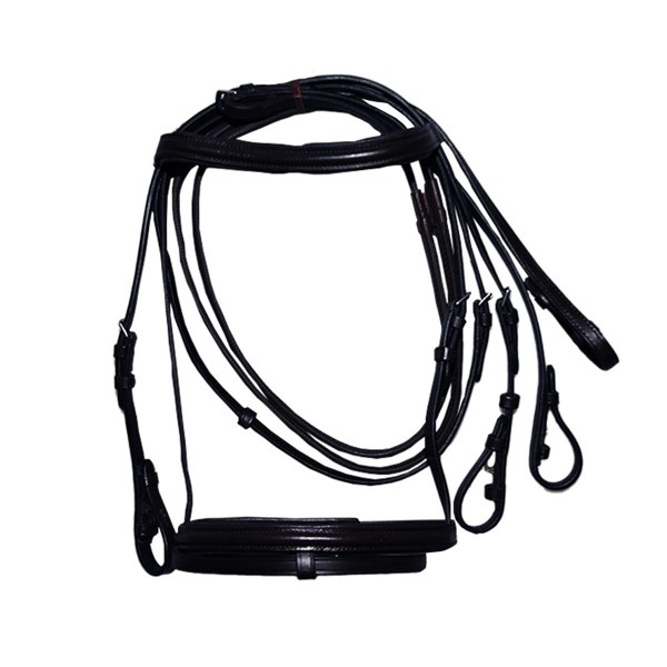 Hy Padded Cavesson Bridle with Rubber Grip Reins - Black