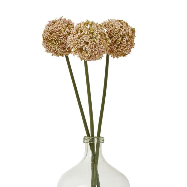 Wyld Haus Set of 3 Artificial Flowers Pink Allium Stems